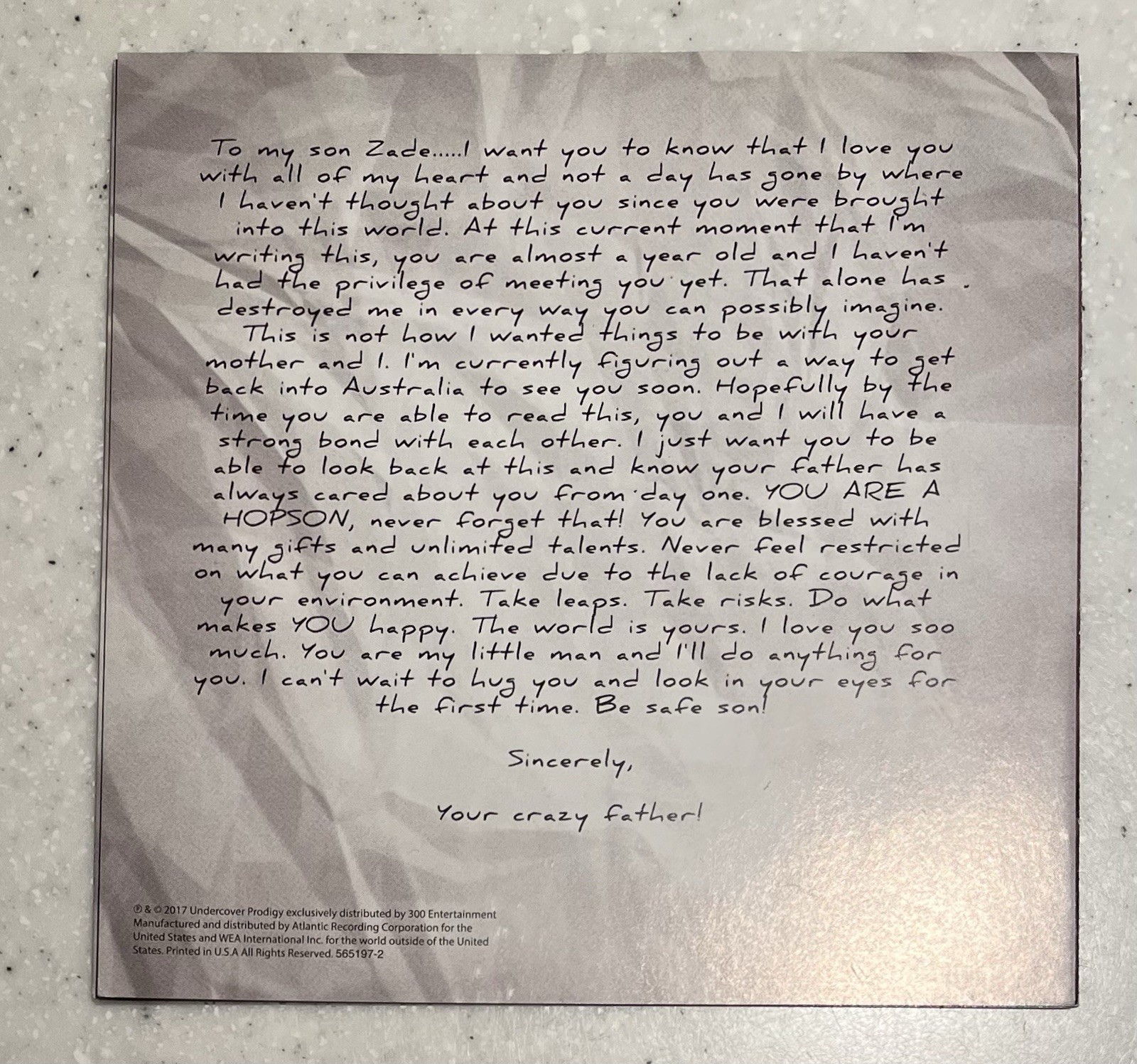 Hopsin No Shame Signed Autographed CD Booklet Near Mint Condition 2017 Rare