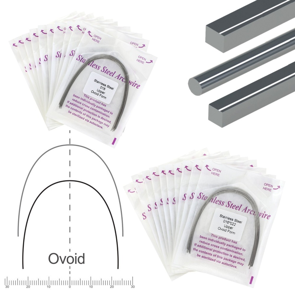 100PCS Dental Orthodontic Stainless Steel Arch Wire Round Rectangular Ovoid U L