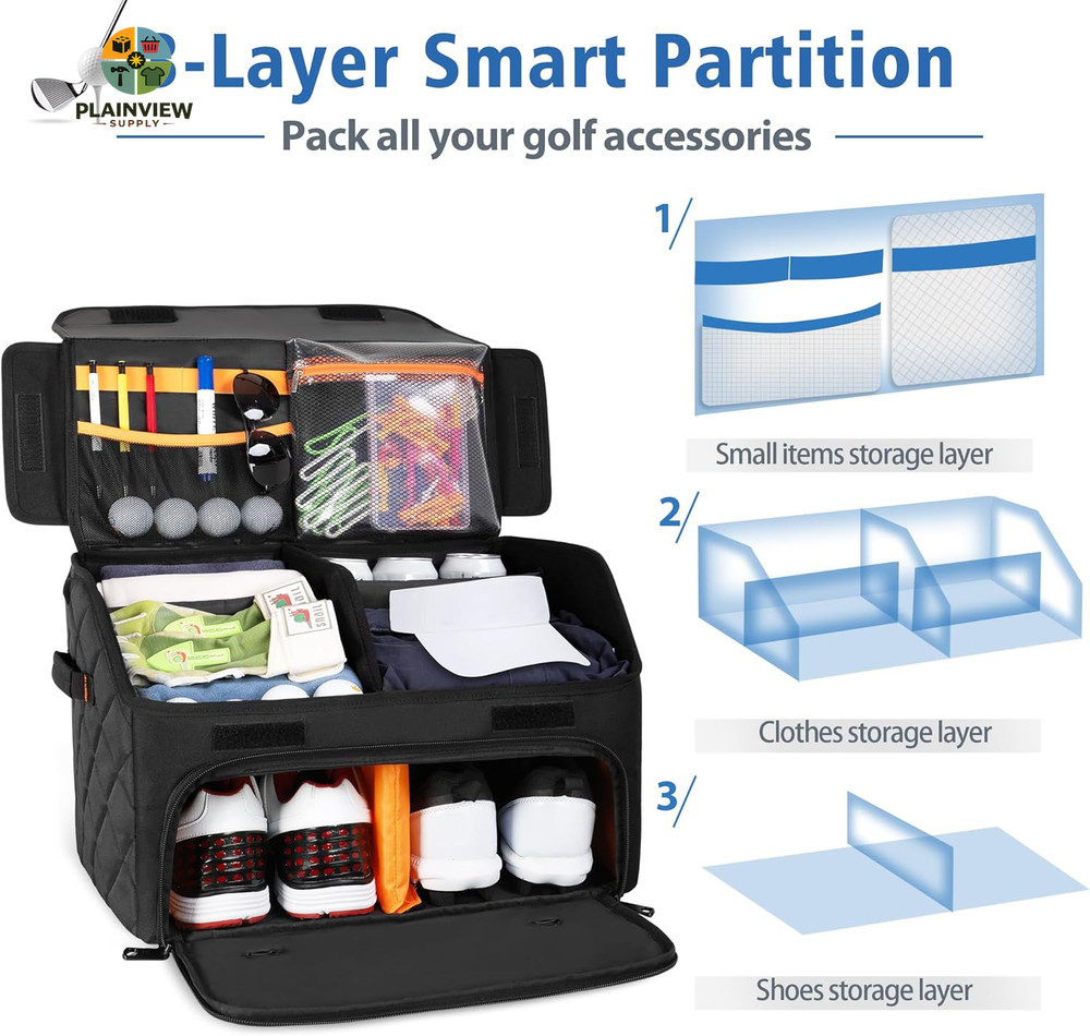Upgraded Golf Trunk Organizer, Golf Car Organizer with Separate Ventilated Compa