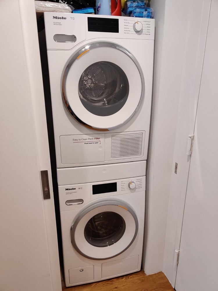 Miele compact 24" Electric Stackabvle Washer TW1180 WP and Dryer WWH860