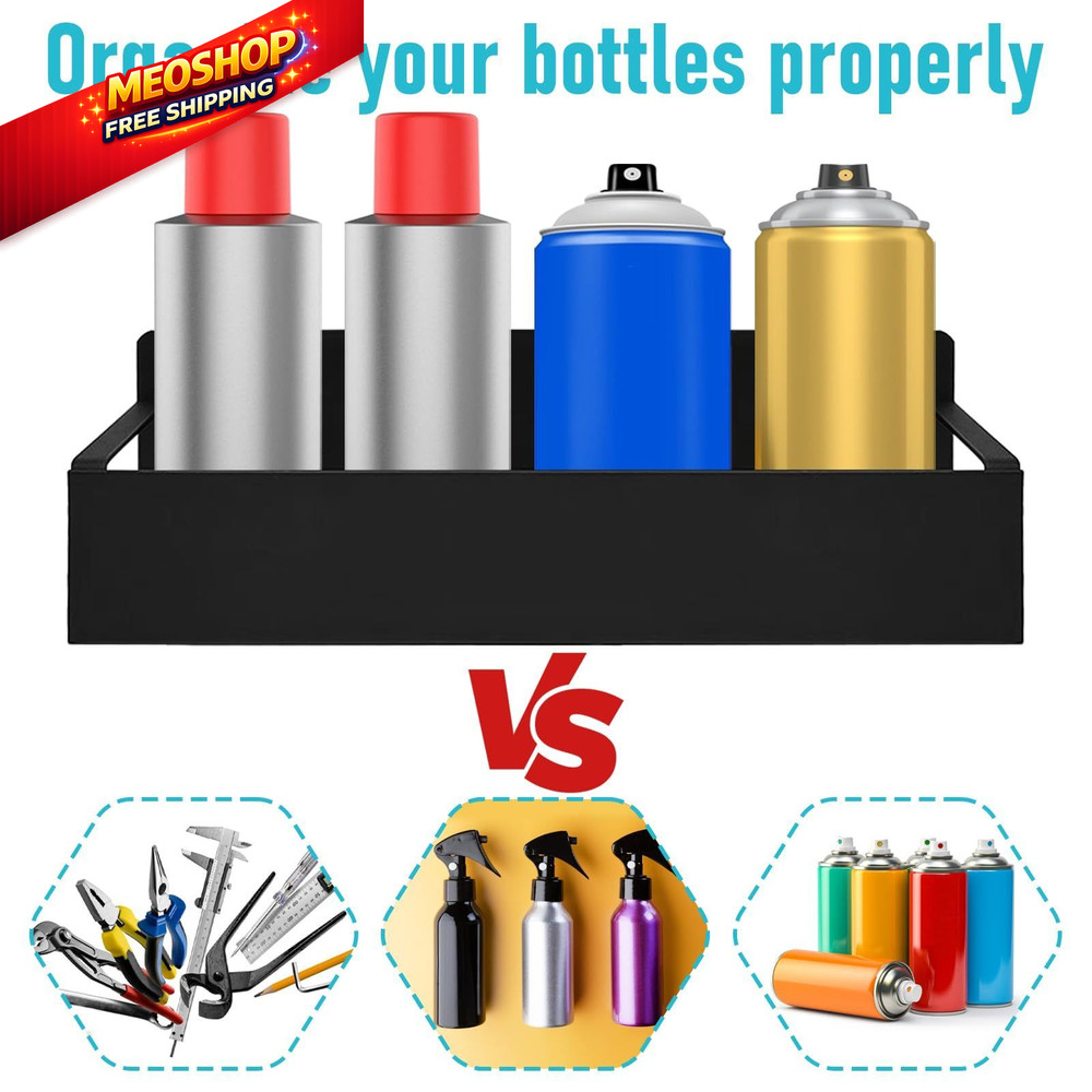 4 Pcs Magnetic Spray Can Holder, Magnet Toolbox Wall Mounted Black