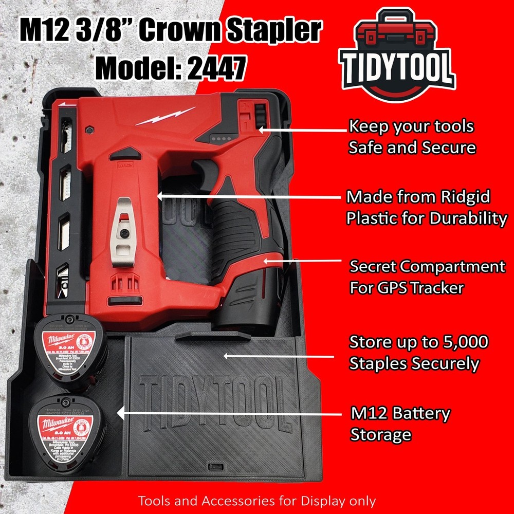 M12 Crown Stapler Organizer for Milwaukee Compact Packout insert 2447-20