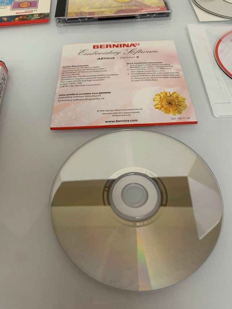 Bernina Embroidery Software Version 5 Installation & Training CD 2006 PC Windows