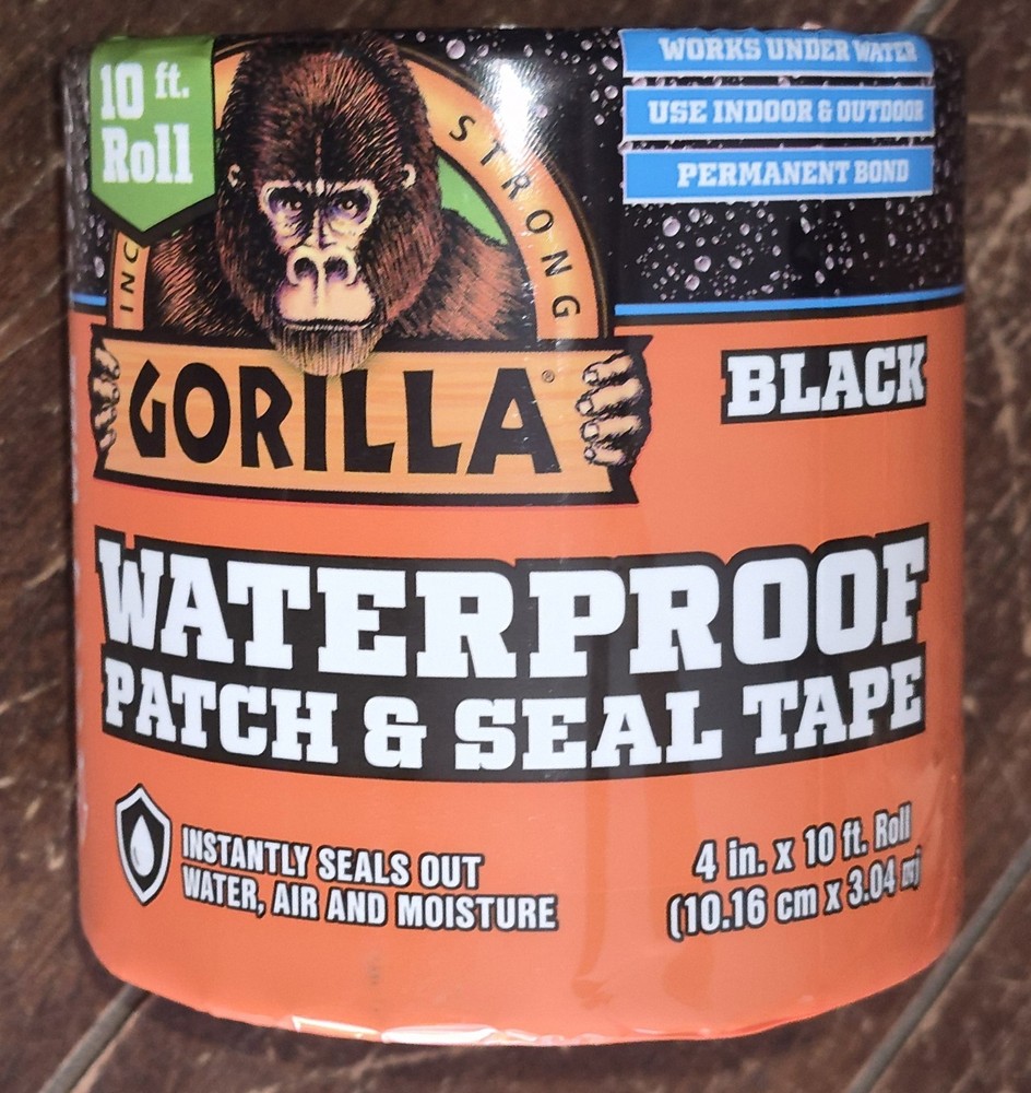 Gorilla Waterproof Patch & Seal Tape Roll ~Black~ 4 in. x 10 ft Roll~ #113101