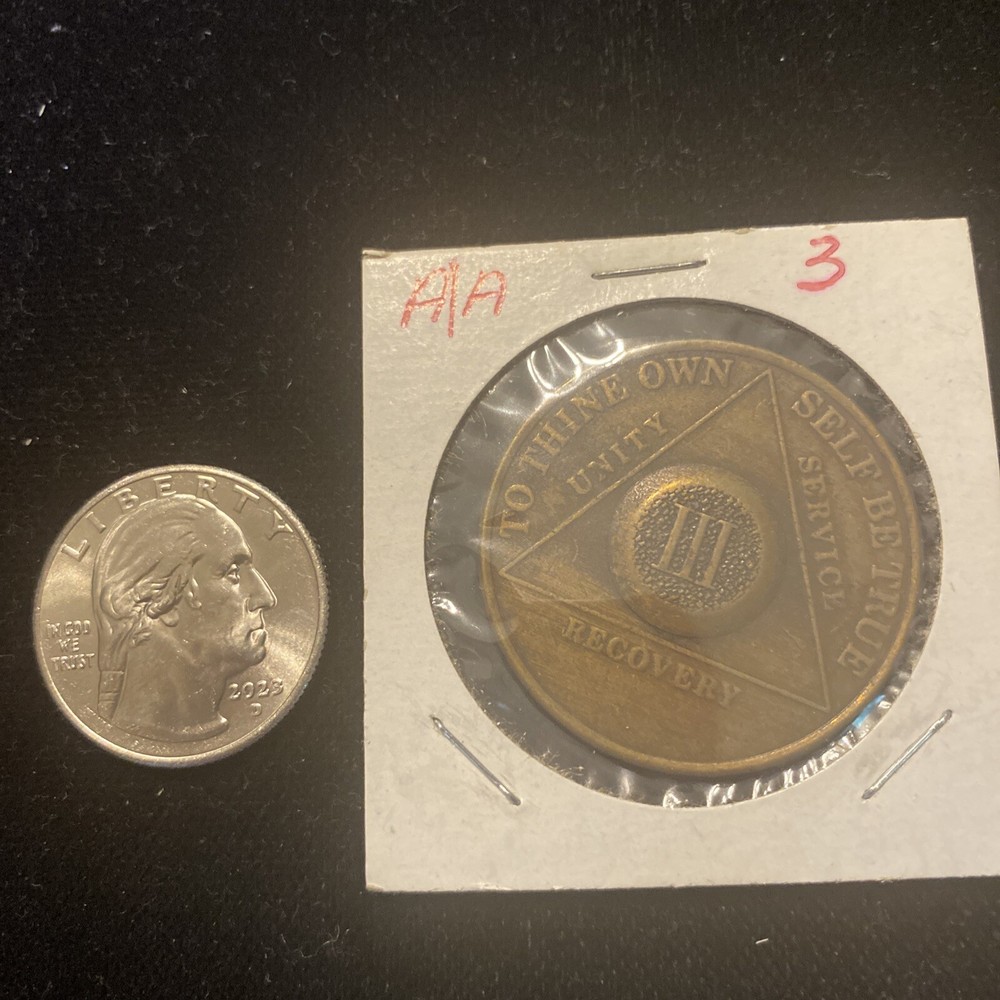 AA Token 3 years sobriety Alcoholics Anonymous token serenity prayer three years