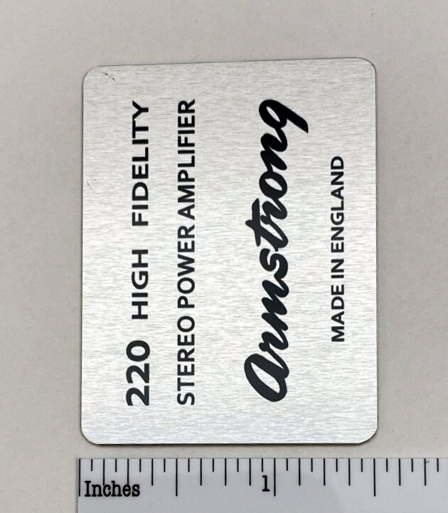 Armstrong 220 Badge for Amplifier Foilcal Replacement