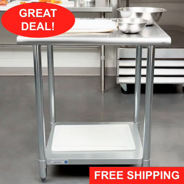 30" x 30" Stainless Steel Work Prep Table Undershelf Restaurant Kitchen NSF