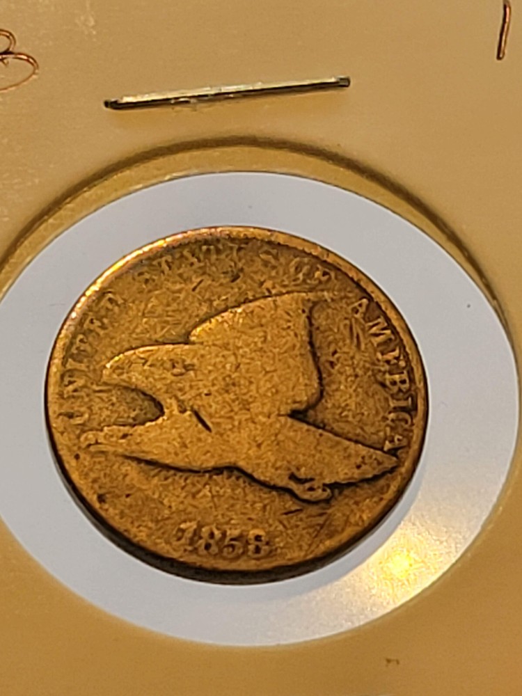 1858 1c Flying Eagle Penny, Small Letters, AG-G