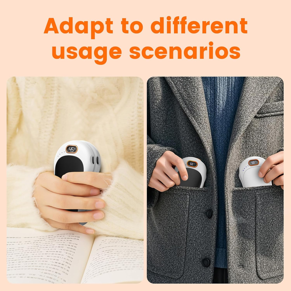 Hand Warmers Rechargeable,2 Pack Double Sided Heating Warmer That Surrounds Warm