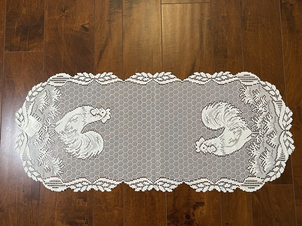 Heritage Lace Ecru 14" x 34" Rooster Table Runner NWT