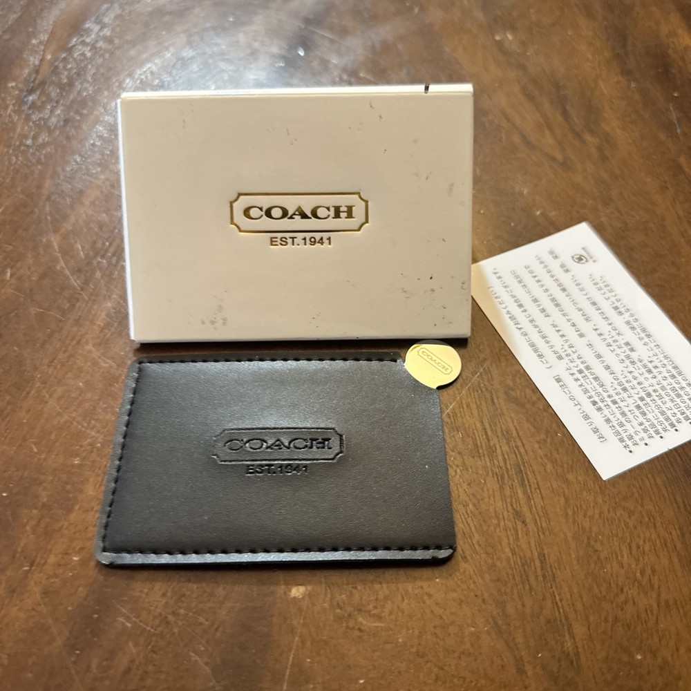 Coach Pocket Mirror Black Leather