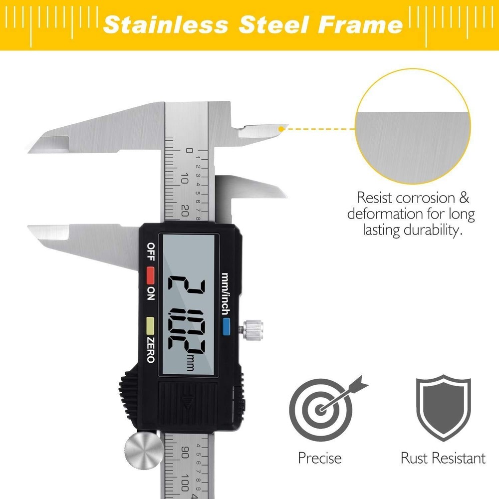Waterproof Digital Caliper - High Precision Measuring Tool with LCD Display