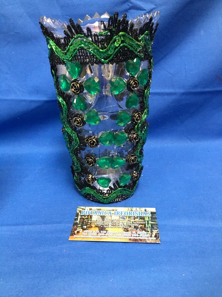 BUCARO PLASTICO DECORADO PLASTIC VASE PARA OGGUN OGUN religion yoruba ifa