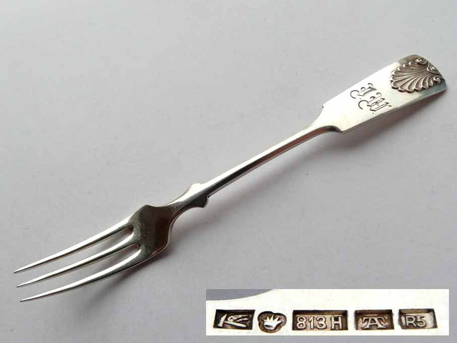 Old Lemon Fork/Serving Fork, Finland, Shell, Silver, around 1922 G562