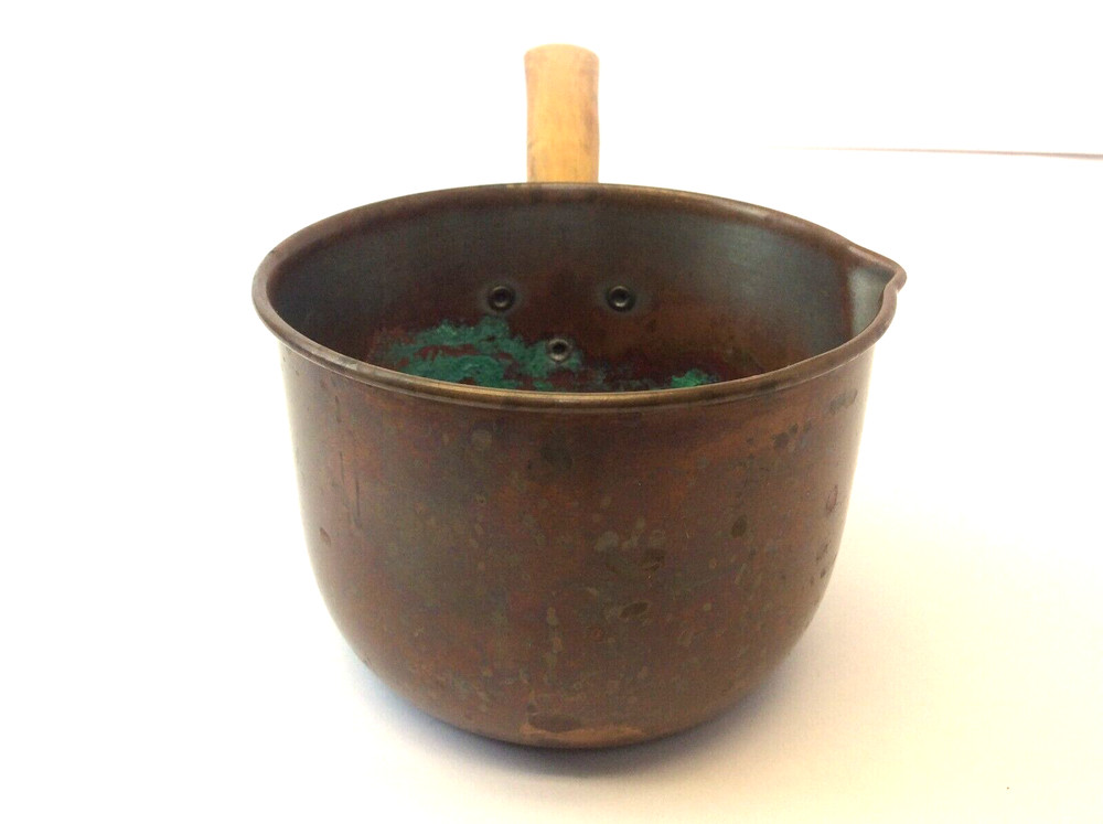 Unmarked Quality Old Copper Wood Handle Custom Unusual Pot