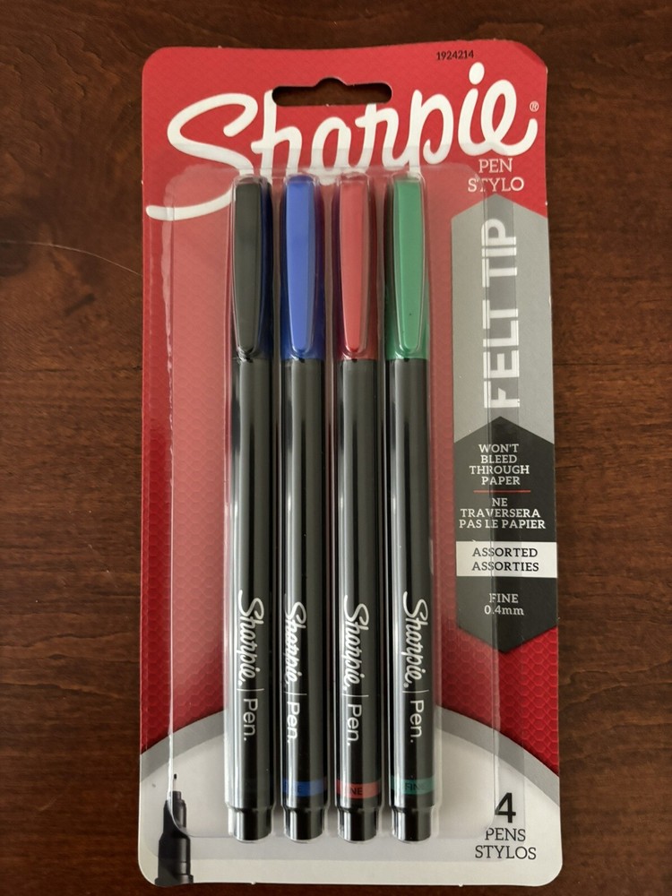 Pens, Fine Point (0.4mm), Assorted Colors, 4 Count