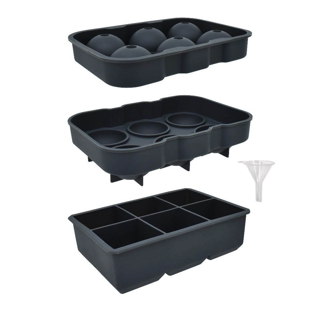 (3 pack)Ice Cube Tray, 3Pack Silicone Ice Cube Tray Grey, 3 pack