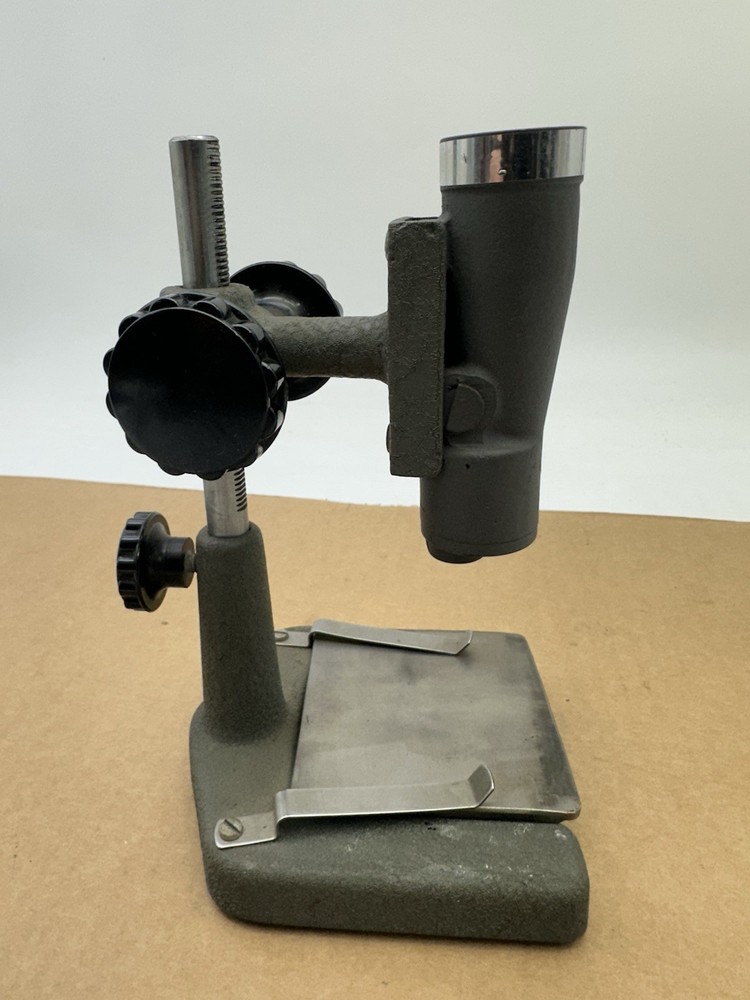 Vintage Optical Microscope Cast Iron Base Adjustable Stand Only - Unknown Maker