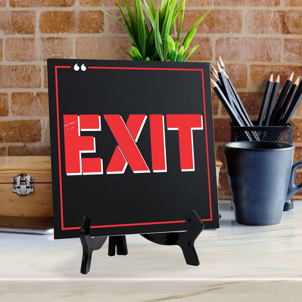 Exit 5"x 5" Square Table Sign With Acrylic Easel | Restaurant & Cafe Décor