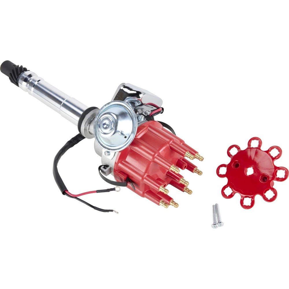 Ready to Run Distributor, Red, Fits Chevy Small Block / Big Block