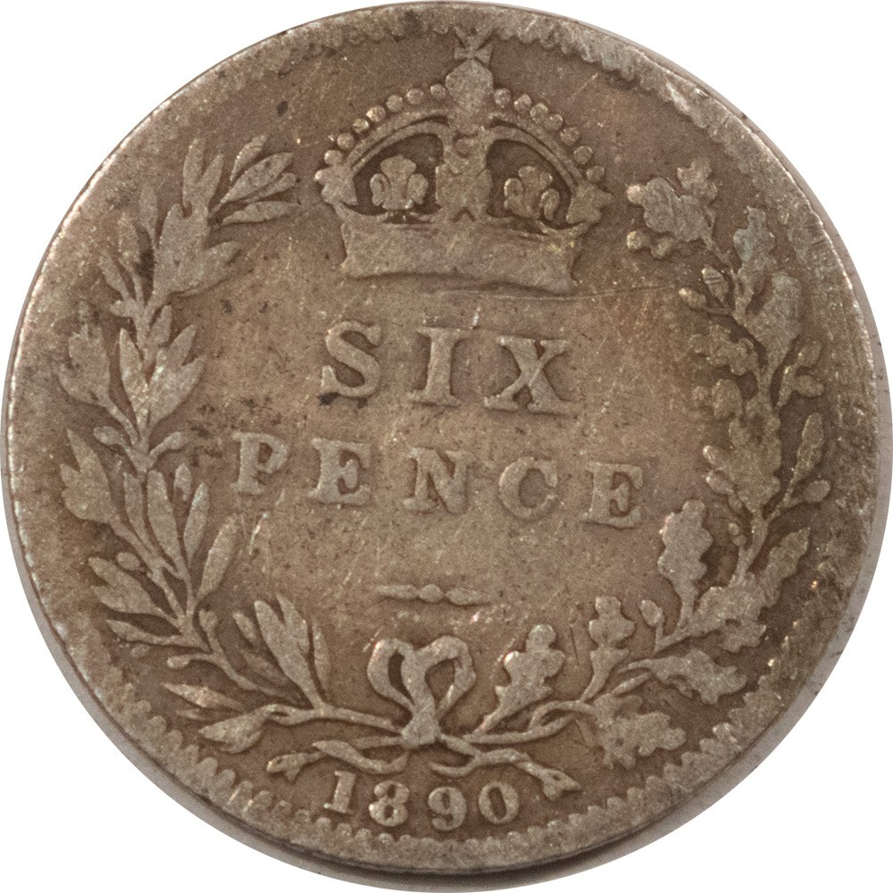 1890 GREAT BRITAIN 6 PENCE SILVER KM #760 PLEASING CIRCULATED EXAMPLE