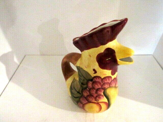 Rooster Chicken Pitcher Hand Painted Style-Eyes, Baum Bros 11"