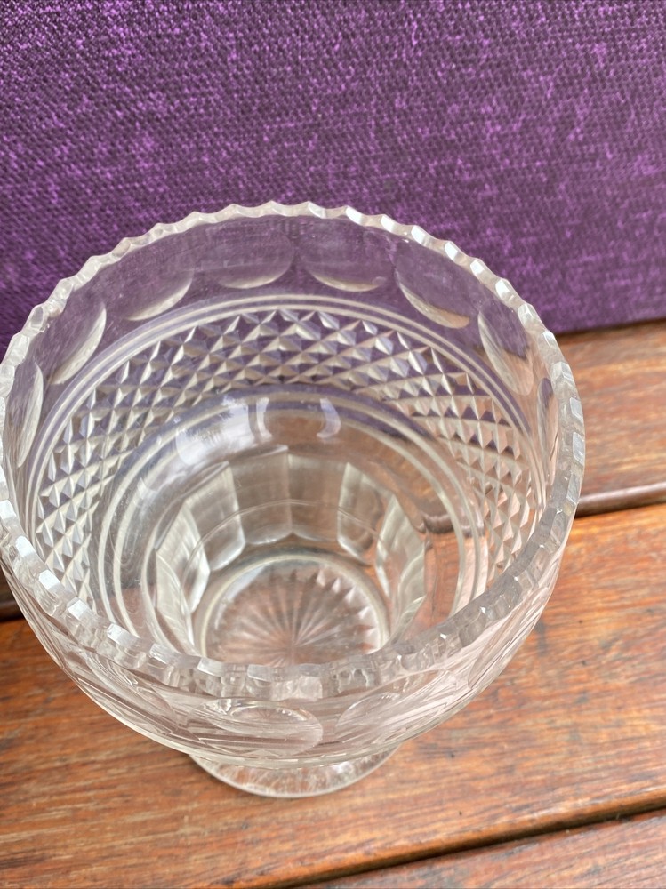Mid Victorian Antique Cut Glass Table Vase
