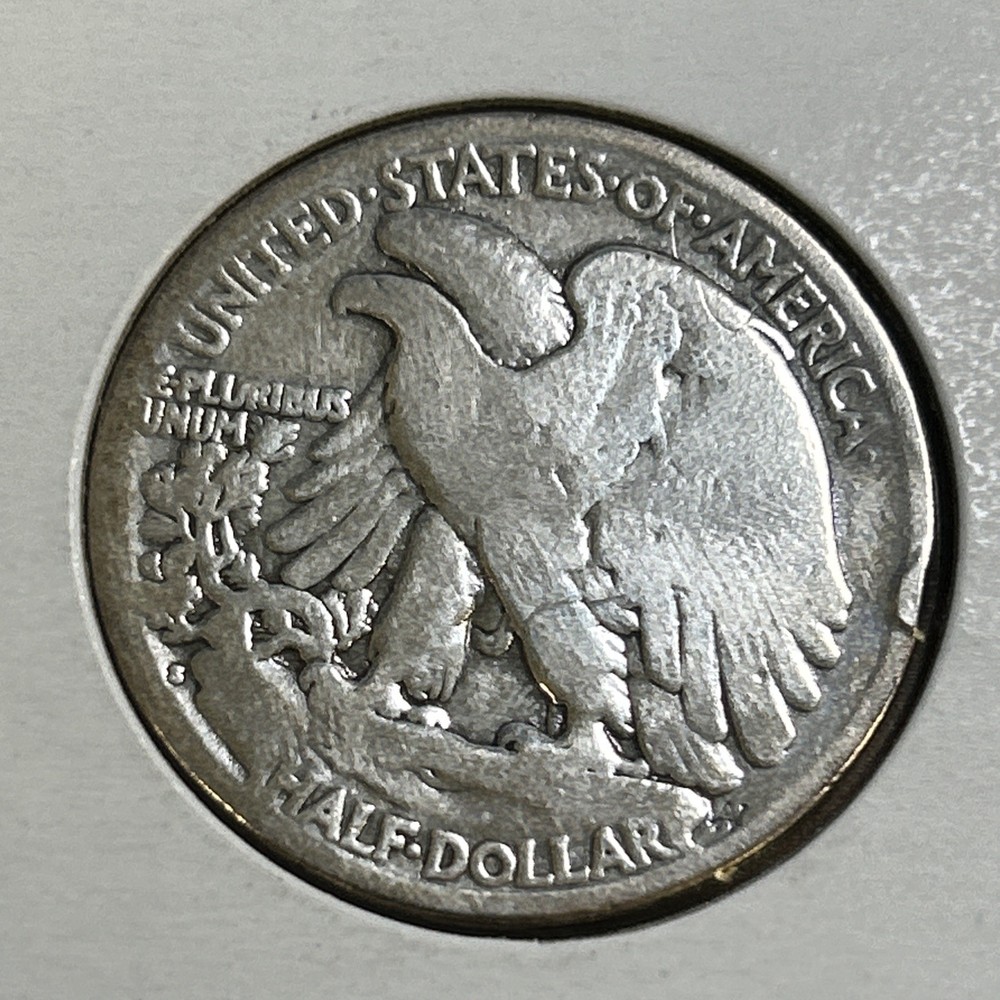 1921-S Walking Liberty Half Dollar - Cleaned, Rim Bump Reverse