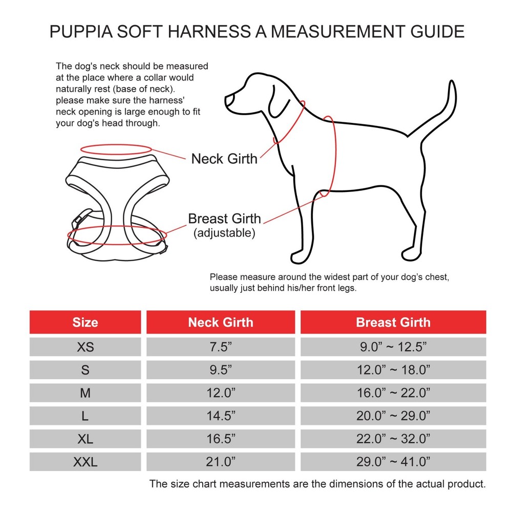 Puppia® Soft Harness [PDCF-AC30] - 15 Colors / 6 Sizes