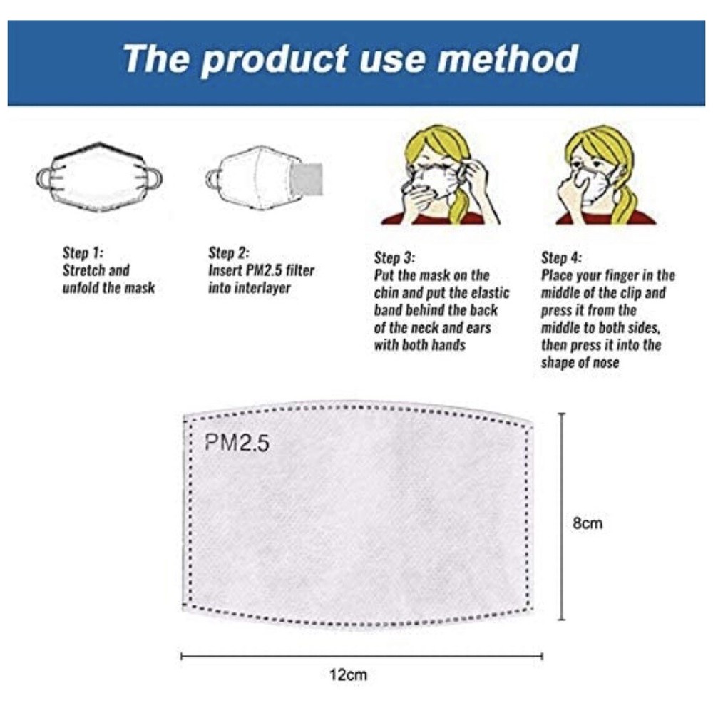 Senbao Activated Carbon Paper Filters Breathing Protect Replace 20 Pcs 5 Layers