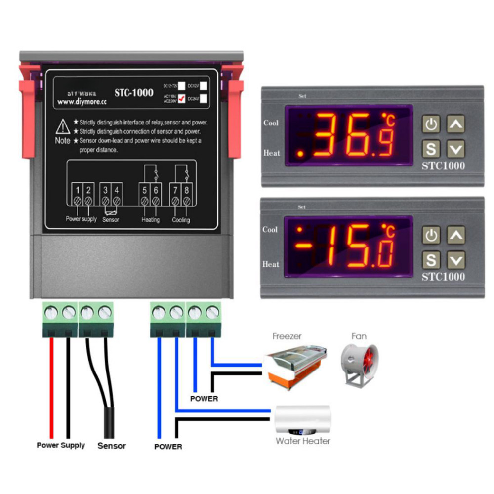 1 PC Aquarium Thermostat NTC Sensor STC-1000 Digital Temperature Controller