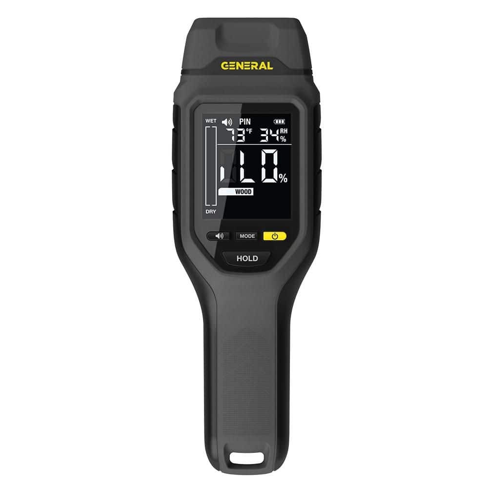 General Tools Pin Moisture Meter w/ Backlit Display for Wood, Drywall, Materials