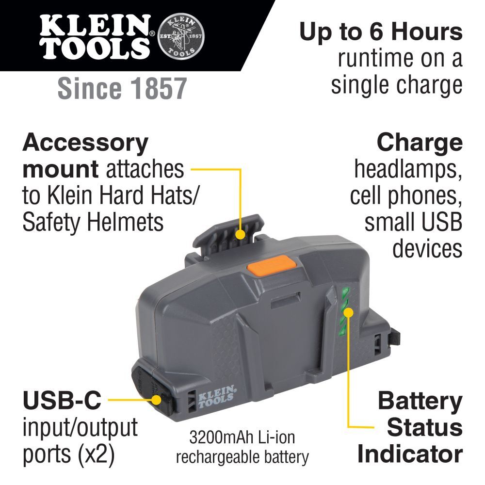 Klein Tools 29025 Modular Battery for Klein Tools 60155 Hard Hat Cooling Fan