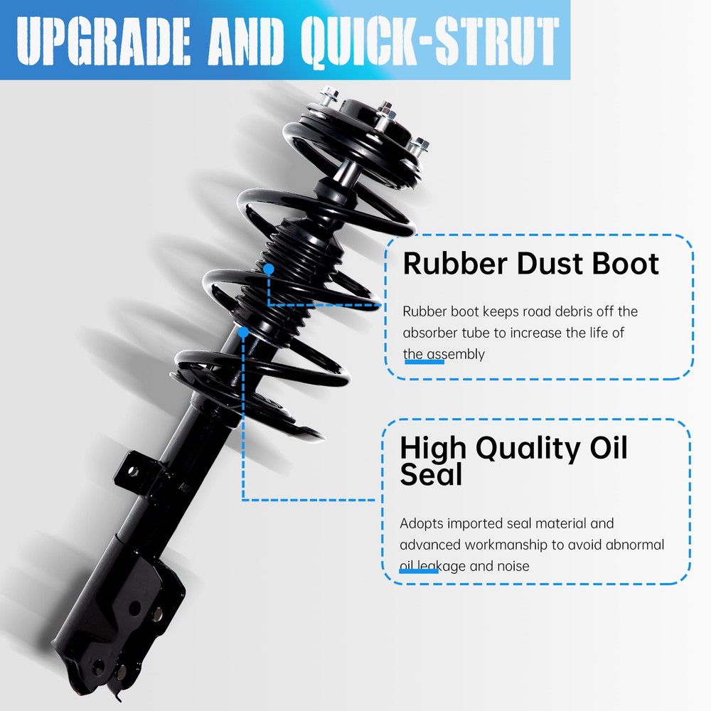 Front Pair Complete Struts & Coil Spring Assemblies for 2007-2017 Jeep Patriot