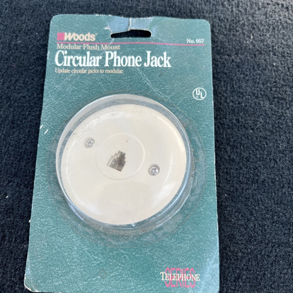 Woods Modular Flush  Mount Circular Phone Jack NIB Vintage!