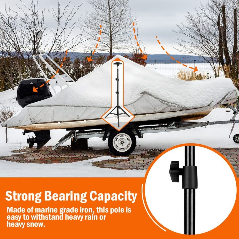 i Cover Boat Support Pole - Adjustable Iron Alloy Supporting 2 PACK