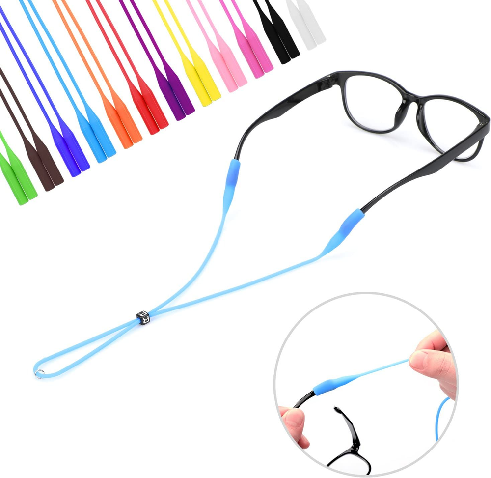 Adjustable Eyeglasses Strap Eyewear Retainer 12 Pack with Glasses Cleaning Cloth