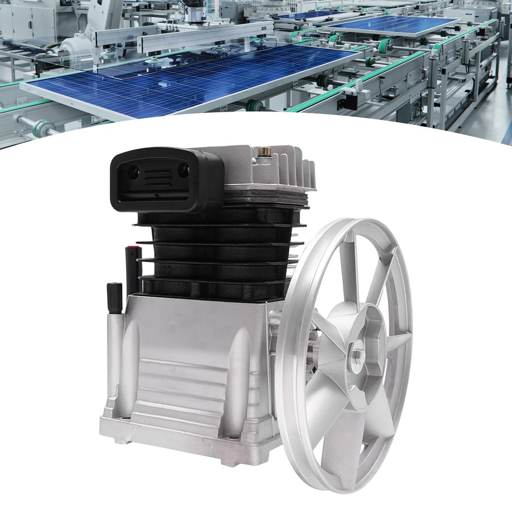 3HP Air Compressor Pump Head 2 Cylinders Piston Air Compressor Pump Head Silver