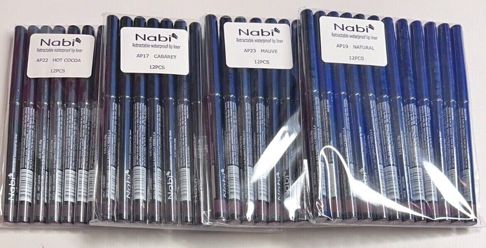 NABI RETRACTABLE WATERPROOF LIPLINER (doesn't need a pencil sharpener)  12 PACK