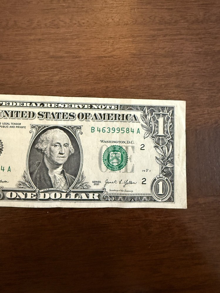 2021 $1 Dollar Bill Misaligned Off Center Cut Error