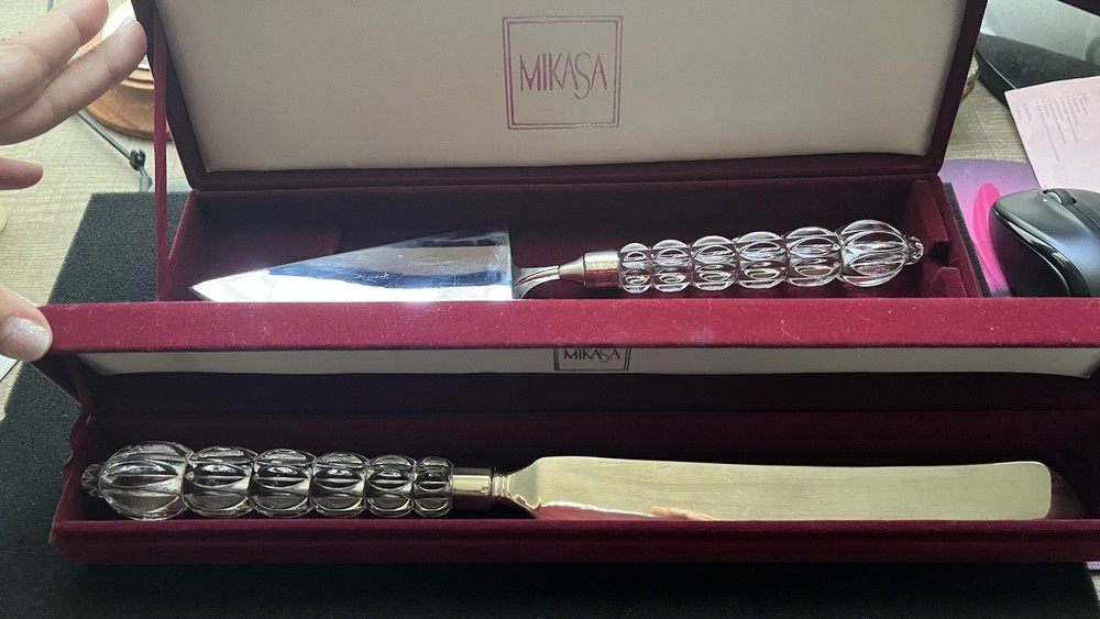 MIKASA AUSTRIA~ Silver Plated Wedding Cake Knife & Cake Server /ROUSSEAU Handle