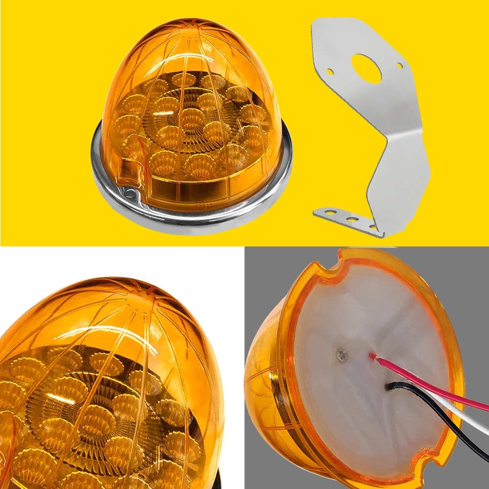Watermelon Light Frame Bracket Angled Mount Billet Clamp + LED Amber Lamp Set`