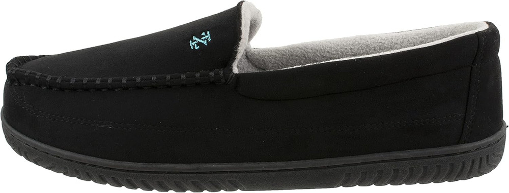 Men'S Slipper with Memory Foam, Classic Soft Microsuede Moccasin, Solid Black, M