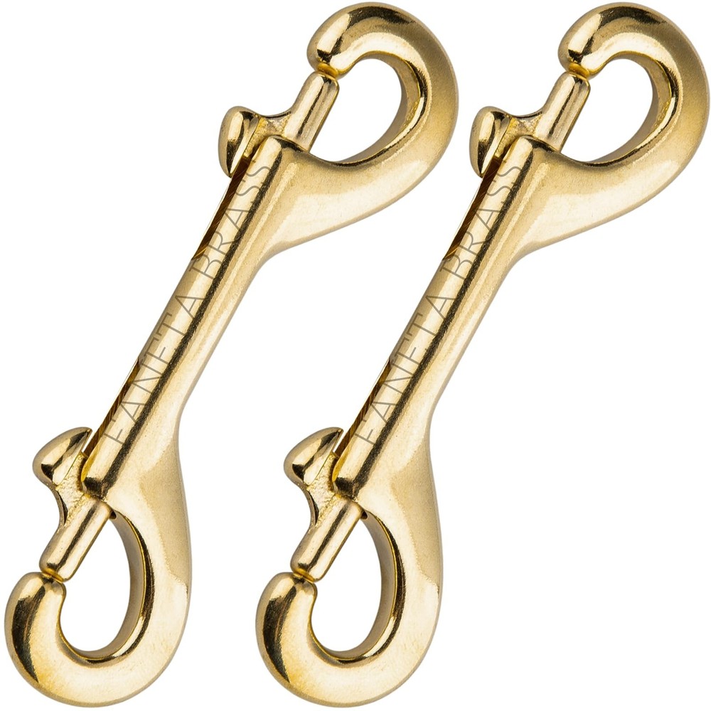 Solid Brass Double Ended Bolt Snap Hook, Marine Grade Double End Scuba Diving...