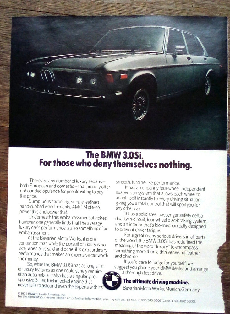 1976 BMW 3.0Si Print Ad