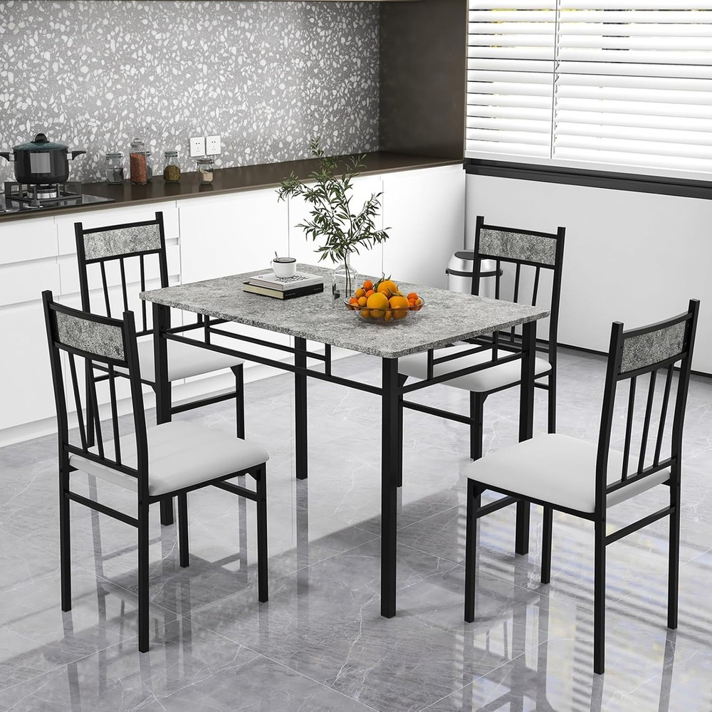 Modern Space-Saving Kitchen Table Set for 4 – Durable Metal Frame Included