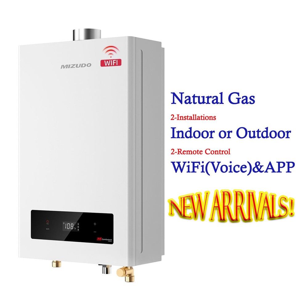 Tankless Water Heater Natural Gas 5.1 GPM 120,000 BTU, Indoor or Outdoor Smart