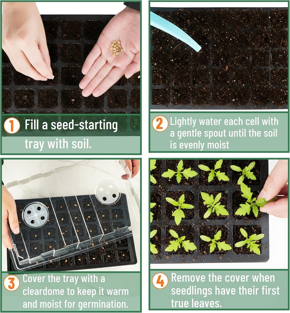 - Seed Starter Tray Kits 5 Set Total 200 Cells Durable Plant Germination Trays