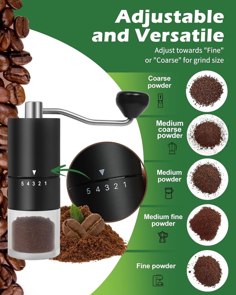 Quality Coffee Experience: Handheld Ceramic Burr Grinder for Any Brewing Method