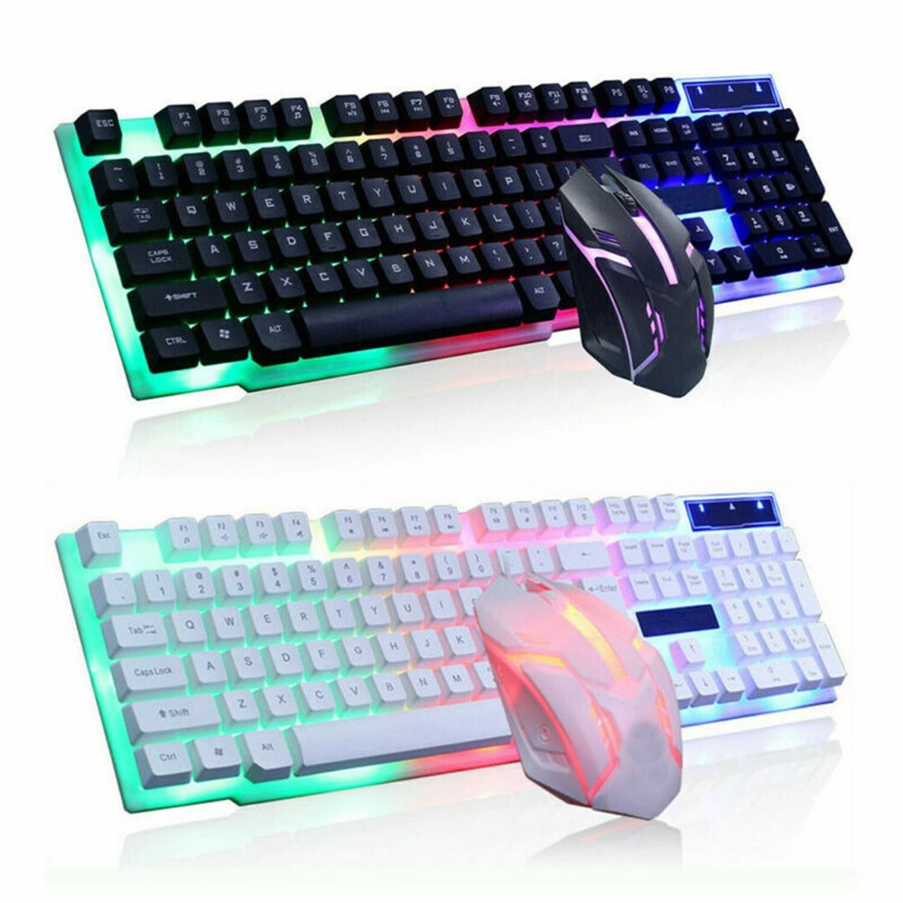 Computer Desktop Gaming Keyboard and Mouse Mechanical Feel LED Light Backlit